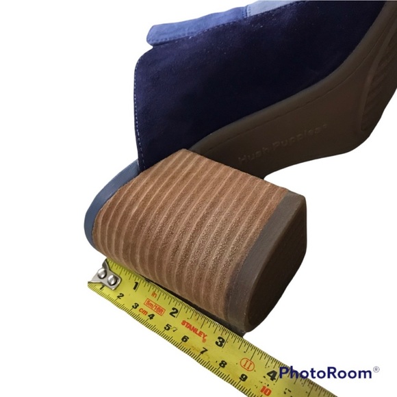 Hush Puppies Sayer Malia Heels Blue Patchwork Suede Mules - Picture 4 of 4